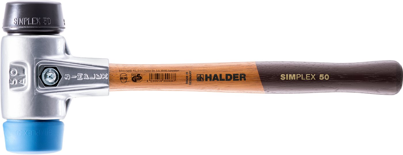 Halder KG Hammer SIMPLEX-Schonhämmer, Aluminiumgehäuse und hochwertigem Holzstiel =60 mm von Halder KG