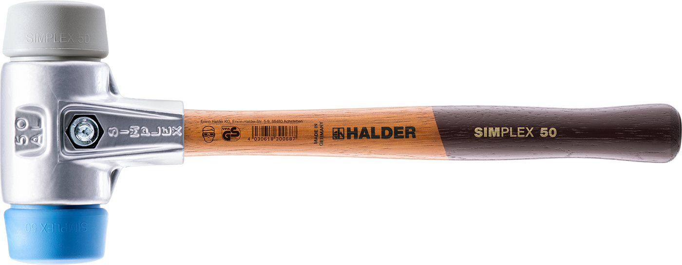 Halder KG Hammer SIMPLEX-Schonhämmer, mit Aluminiumgehäuse und hochwertigem Holzstiel Ø=60 mm 3113.060 von Halder KG