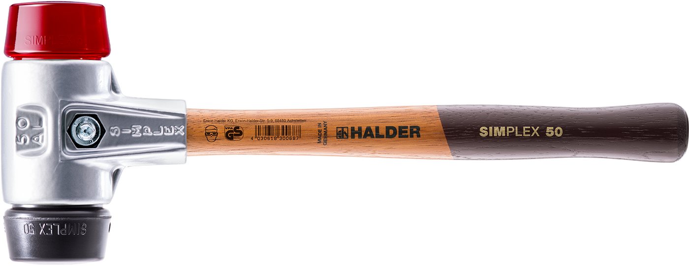 Halder KG Hammer SIMPLEX-Schonhämmer, mit Aluminiumgehäuse und hochwertigem Holzstiel Ø=60 mm 3126.060 von Halder KG