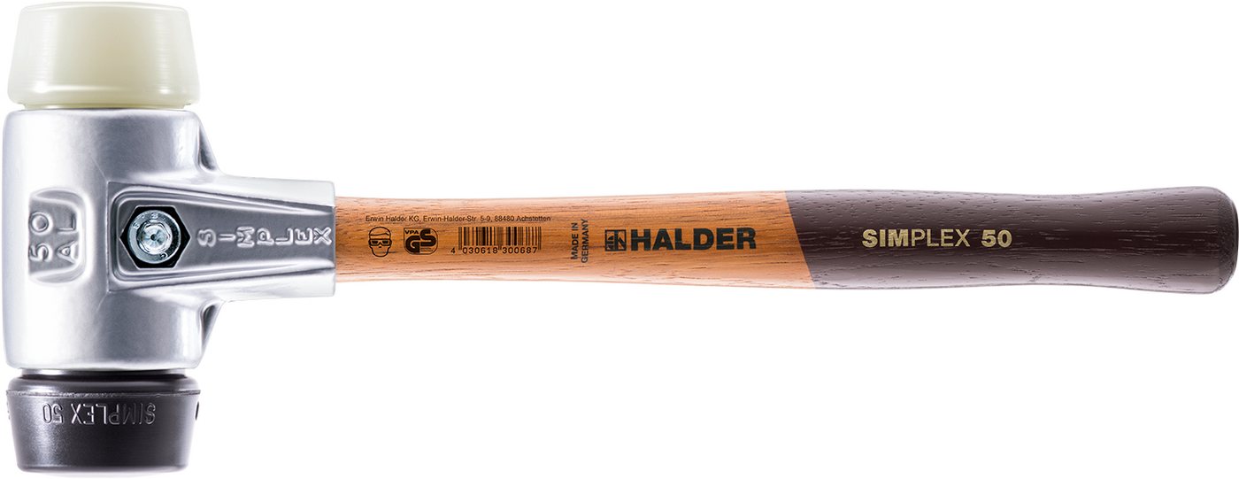 Halder KG Hammer SIMPLEX-Schonhämmer, mit Aluminiumgehäuse und hochwertigem Holzstiel Ø=60 mm 3128.060 von Halder KG
