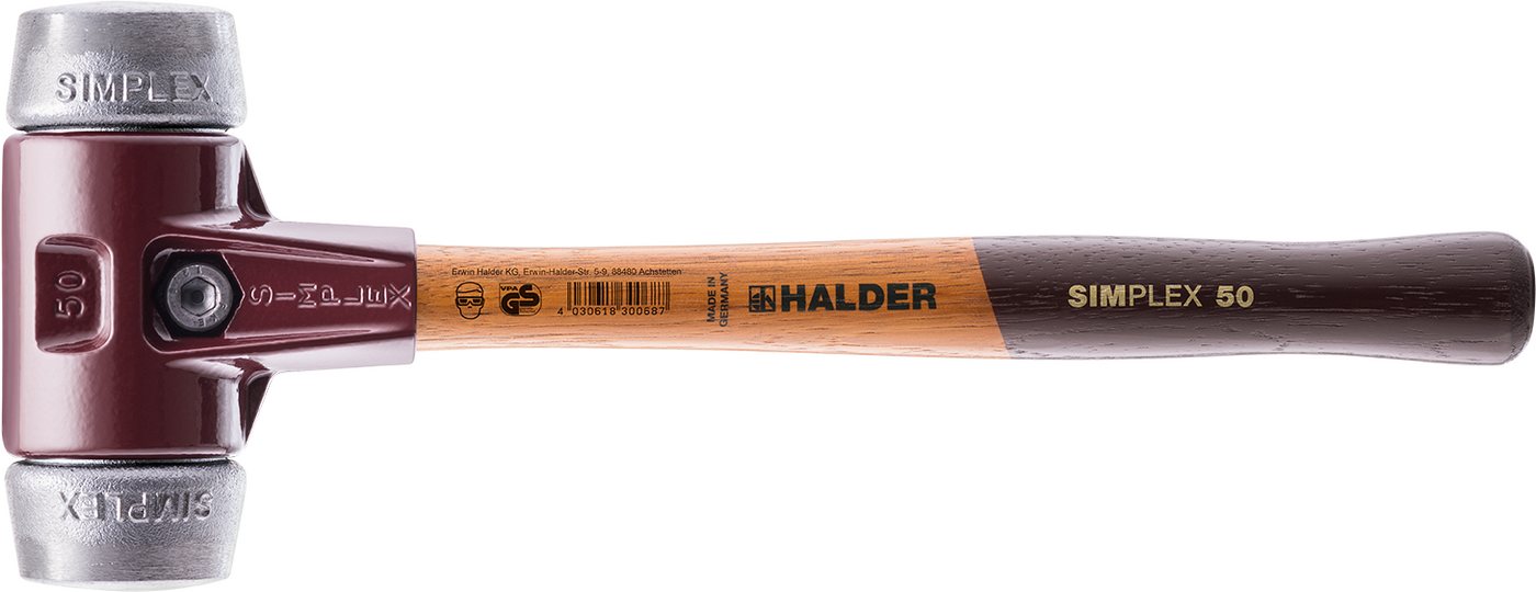 Halder KG Hammer SIMPLEX-Schonhämmer, mit hochwertigen Holzstiel Ø=80 mm 3009.080 von Halder KG