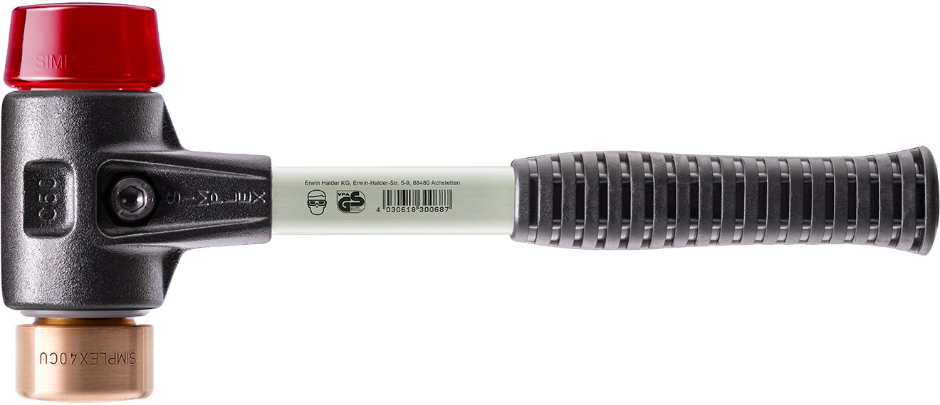 Halder KG Hammer SIMPLEX-Schonhämmer, mit verstärktem Stahlgussgehäuse und Fiberglasstiel Ø=30 mm 3746.030 von Halder KG
