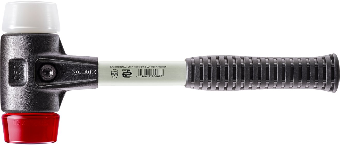 Halder KG Hammer SIMPLEX-Schonhämmer, mit verstärktem Stahlgussgehäuse und Fiberglasstiel Ø=50 mm 3767.050 von Halder KG