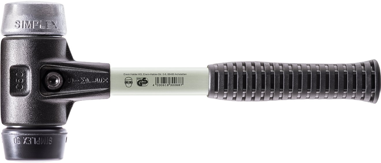 Halder KG Hammer SIMPLEX-Schonhämmer, mit verstärktem Stahlgussgehäuse und Fiberglasstiel Ø=60 mm 3729.060 von Halder KG