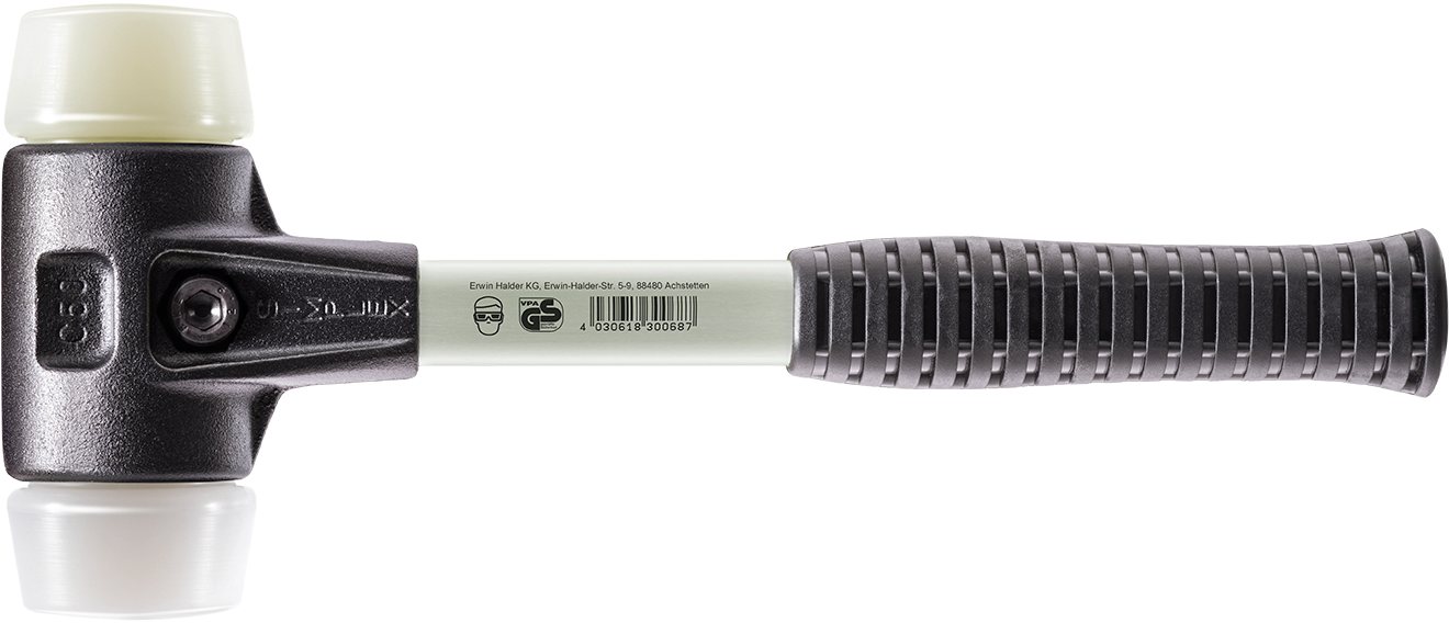 Halder KG Hammer SIMPLEX-Schonhämmer, mit verstärktem Stahlgussgehäuse und Fiberglasstiel Ø=80 mm 3778.080 von Halder KG