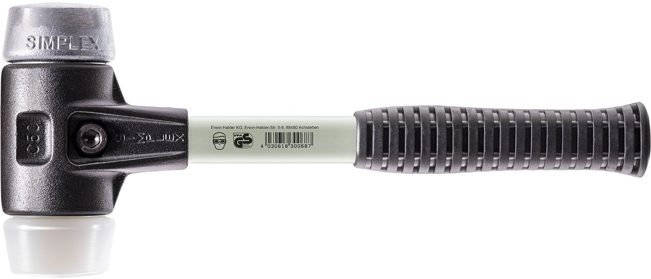 Halder KG Hammer SIMPLEX-Schonhämmer, mit verstärktem Stahlgussgehäuse und Fiberglasstiel Ø=80 mm 3779.080 von Halder KG
