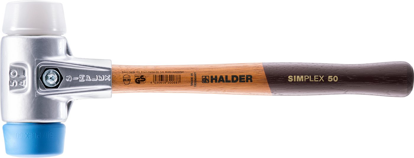 Halder KG Hammer SIMPLEX-Schonhämmer,Aluminiumgehäuse und hochwertigem Holzstiel 30 mm von Halder KG