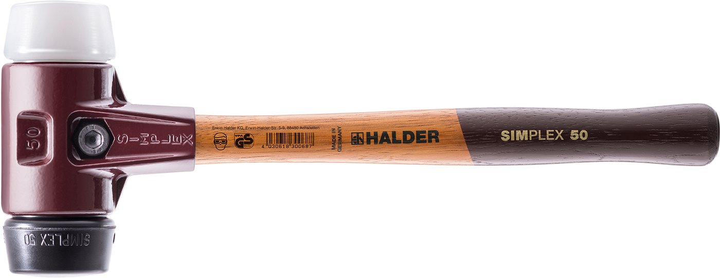 Halder KG Hammer SIMPLEX-Schonhämmer Stahlgussgehäuse und hochwertigen Holzstiel Ø=80 mm von Halder KG