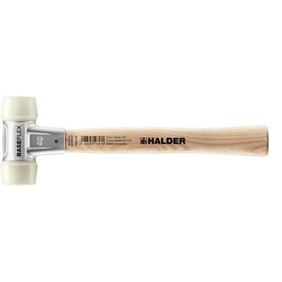 BASEPLEX-Schonhammer, Nylon / Nylon mit Zinkdruckguss-Gehäuse und Holzstiel | D=40 mm | 3908.040 von Halder