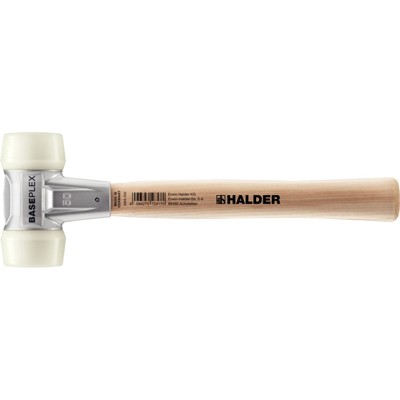 BASEPLEX-Schonhammer, Nylon / Nylon mit Zinkdruckguss-Gehäuse und Holzstiel | D=50 mm | 3908.050 von Halder