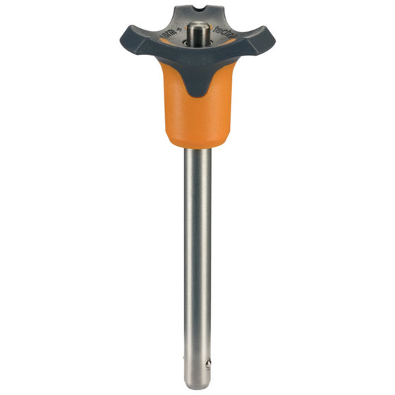 HALDER - Kugelsperrbolzen, selbstsichernd, mit Kombigriff, ausscheidungsgehärtet | d1=16 mm / l1=140 mm / orange | 22380.0242 von Halder