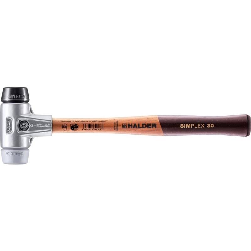 Halder Simplex Schonhammer Ø 30 mm Gummi Schwarz TPE-mid Grau mit Aluminiumgehäuse Halder Simplex Schonhammer Ø 30 mm Gummi Schwarz TPE-mid Grau mit Aluminiumgehäuse von Halder