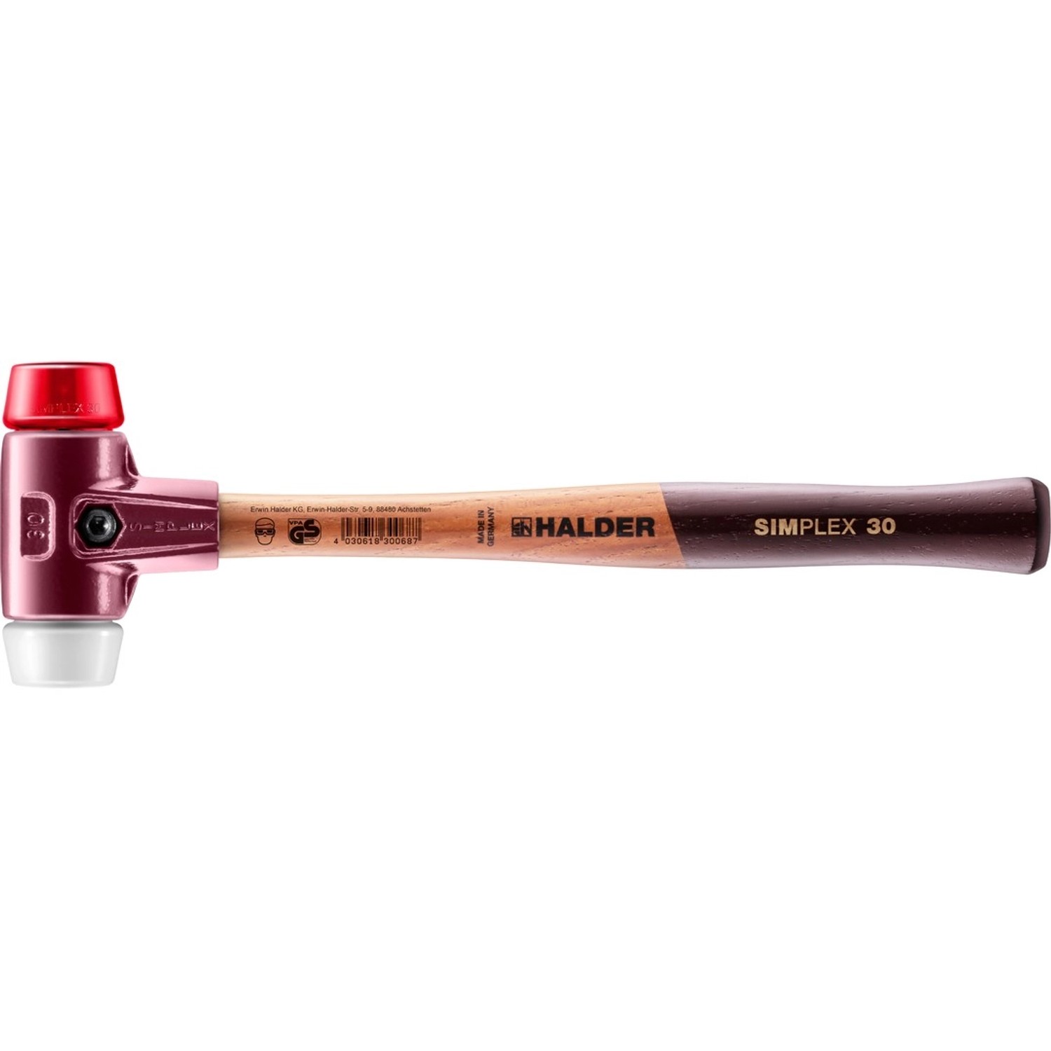 Halder Simplex Schonhammer Ø 30 mm Plastik Rot Superplastik mit Tempergussgehäuse Halder Simplex Schonhammer Ø 30 mm Plastik Rot Superplastik mit Tempergussgehäuse von Halder