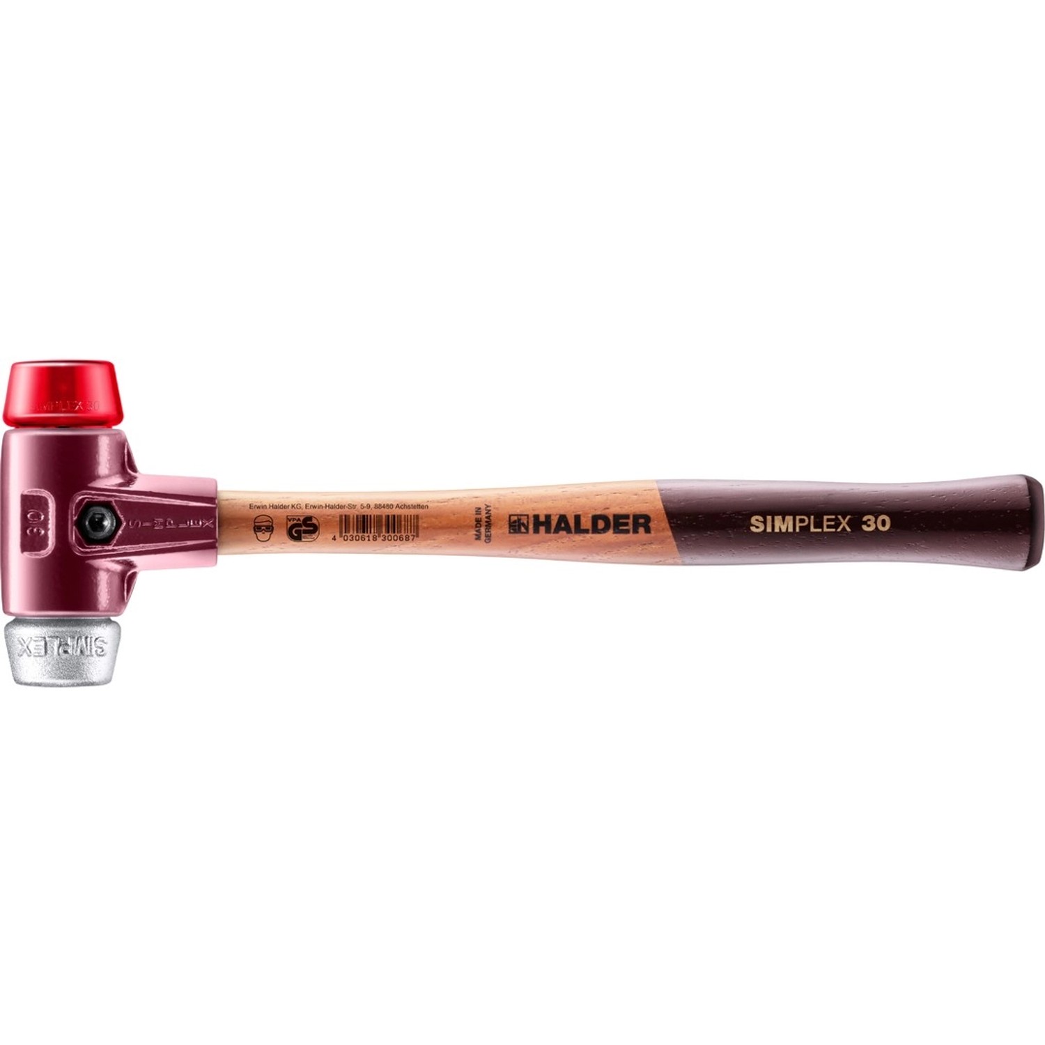 Halder Simplex Schonhammer Ø 30 mm Plastik Rot Weichmetall mit Tempergussgehäuse Halder Simplex Schonhammer Ø 30 mm Plastik Rot Weichmetall mit Tempergussgehäuse von Halder