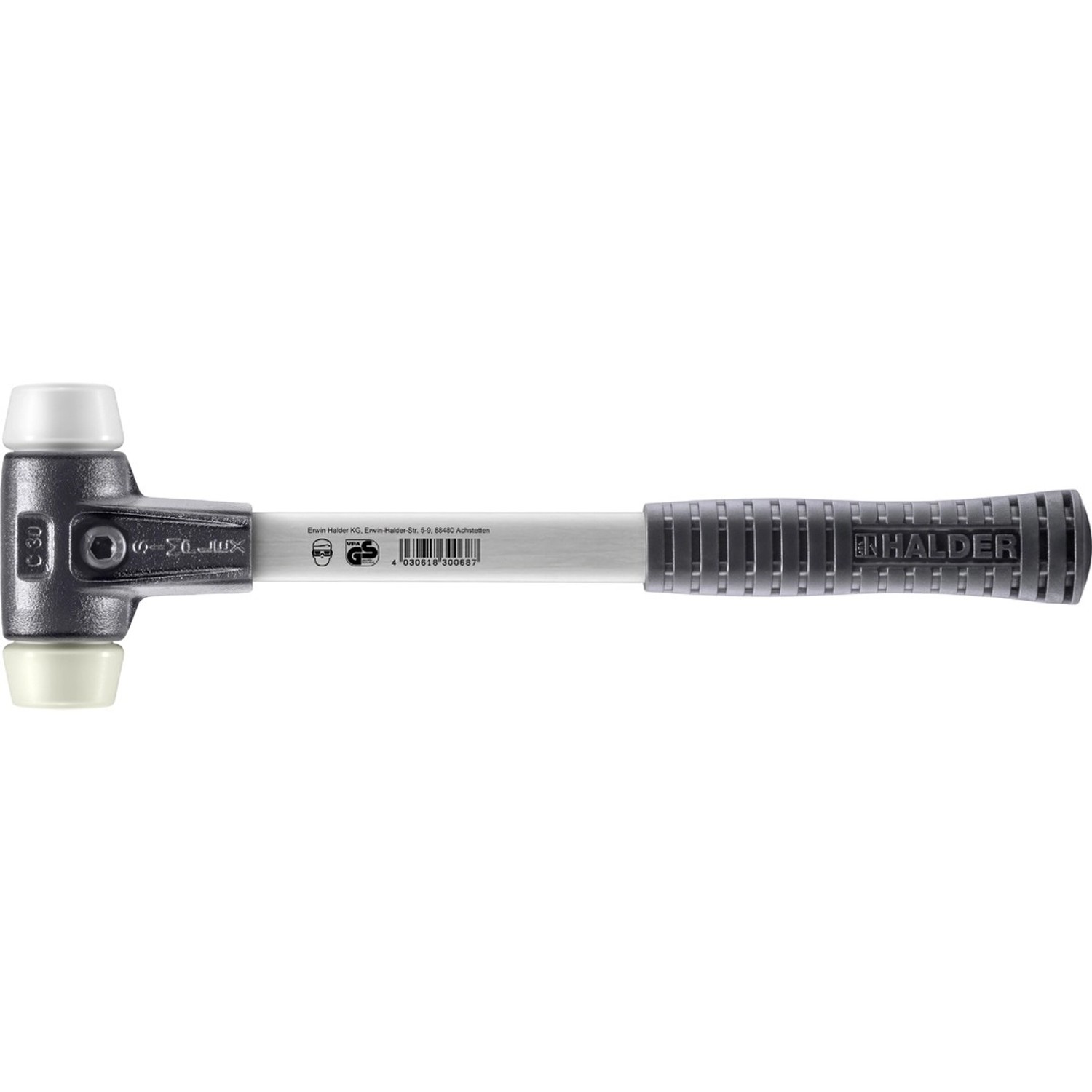 Halder Simplex Schonhammer Ø 30 mm Superplastik Nylon mit Verstärktem Tempergussgehäuse und FiberglasStiel Halder Simplex Schonhammer Ø 30 mm Superplastik Nylon mit Verstärktem Tempergussgehäuse und FiberglasStiel von Halder