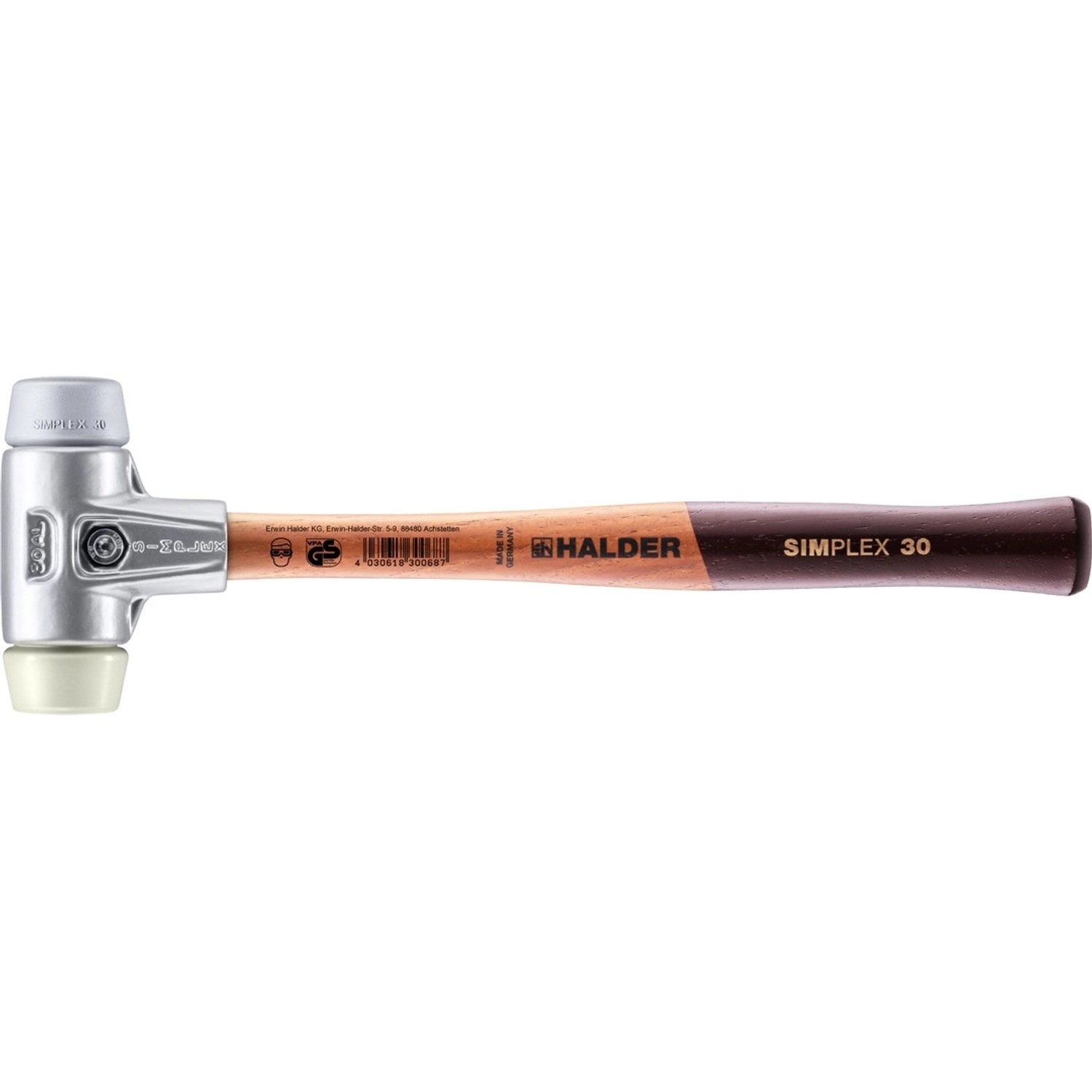 Halder Simplex Schonhammer Ø 30 mm TPE-mid Grau Nylon mit Aluminiumgehäuse Halder Simplex Schonhammer Ø 30 mm TPE-mid Grau Nylon mit Aluminiumgehäuse von Halder