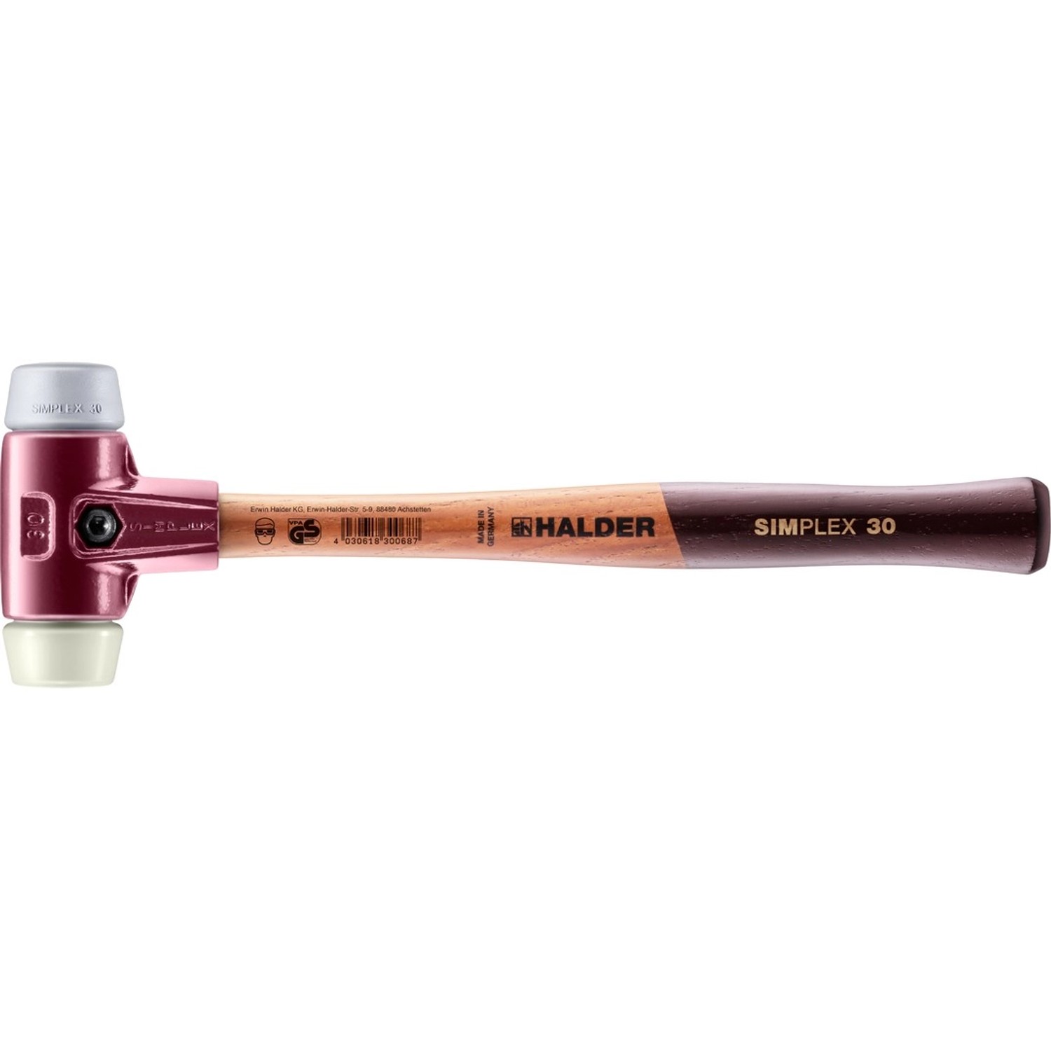 Halder Simplex Schonhammer Ø 30 mm TPE-mid Grau Nylon mit Tempergussgehäuse Halder Simplex Schonhammer Ø 30 mm TPE-mid Grau Nylon mit Tempergussgehäuse von Halder