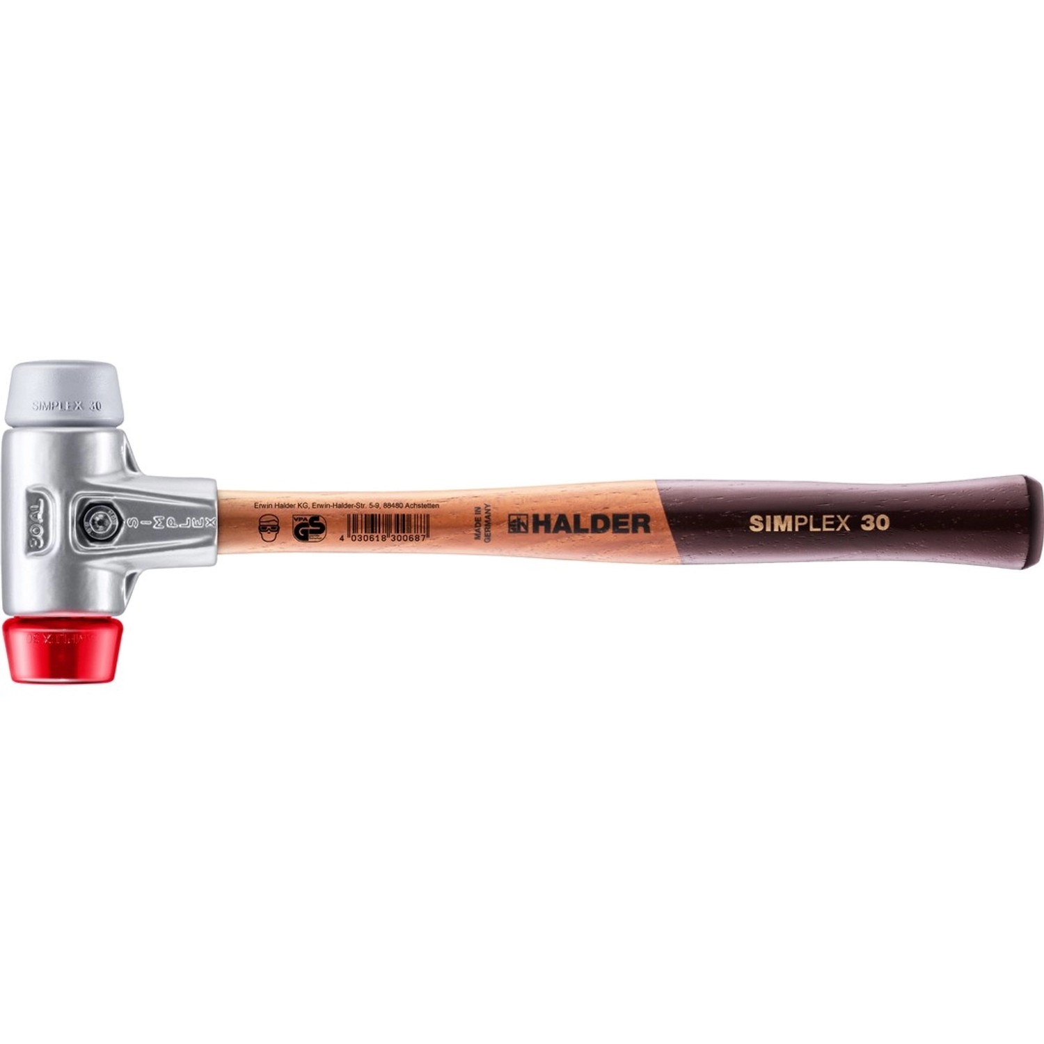 Halder Simplex Schonhammer Ø 30 mm TPE-mid Grau Plastik Rot mit Aluminiumgehäuse Halder Simplex Schonhammer Ø 30 mm TPE-mid Grau Plastik Rot mit Aluminiumgehäuse von Halder