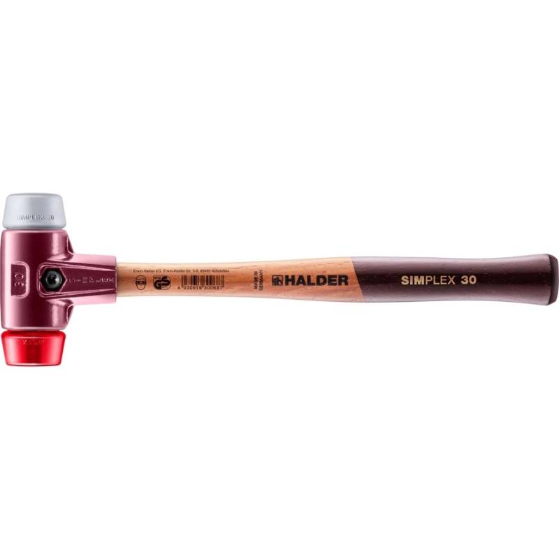 Halder Simplex Schonhammer Ø 30 mm TPE-mid Grau Plastik Rot mit Tempergussgehäuse Halder Simplex Schonhammer Ø 30 mm TPE-mid Grau Plastik Rot mit Tempergussgehäuse von Halder
