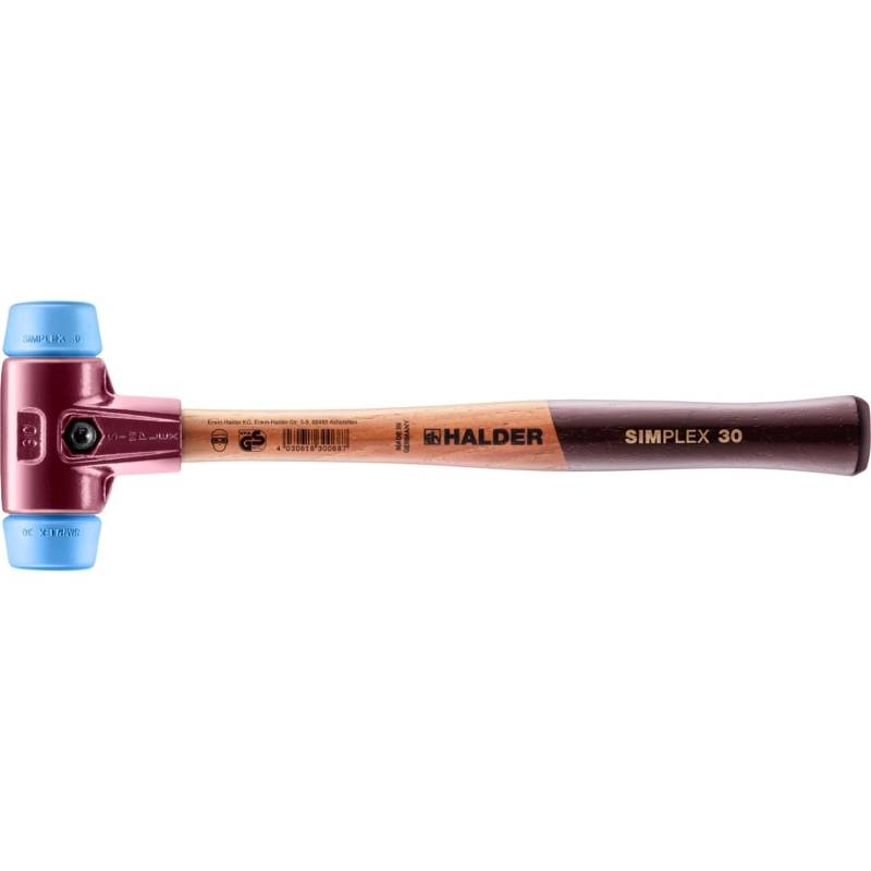 Halder Simplex Schonhammer Ø 30 mm TPE-soft Blau mit Tempergussgehäuse Halder Simplex Schonhammer Ø 30 mm TPE-soft Blau mit Tempergussgehäuse von Halder