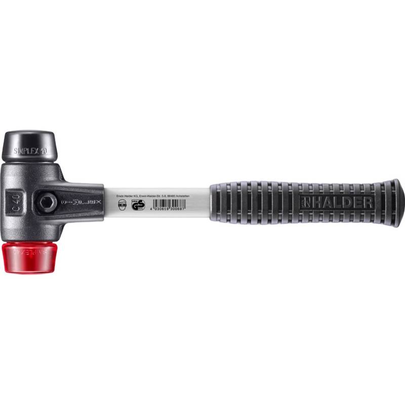 Halder Simplex Schonhammer Ø 40 mm Gummi Schwarz Plastik Rot mit Verstärktem Tempergussgehäuse und FiberglasStiel Halder Simplex Schonhammer Ø 40 mm Gummi Schwarz Plastik Rot mit Verstärktem Tempergussgehäuse und FiberglasStiel von Halder