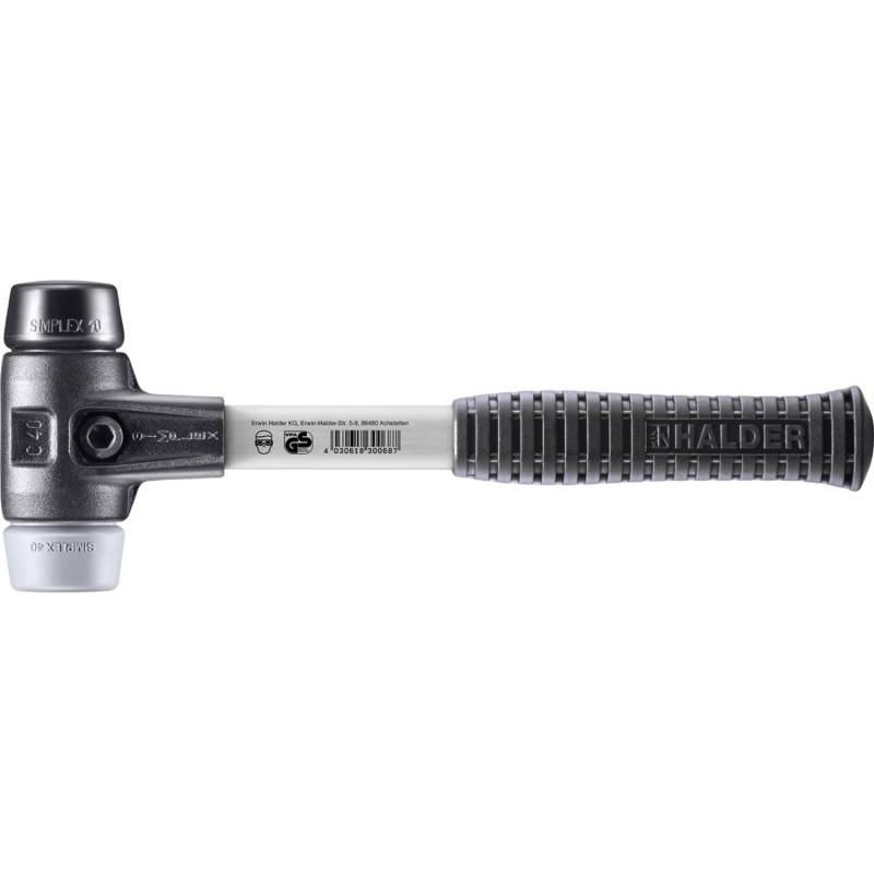 Halder Simplex Schonhammer Ø 40 mm Gummi Schwarz TPE-mid Grau mit Verstärktem Tempergussgehäuse und FiberglasStiel Halder Simplex Schonhammer Ø 40 mm Gummi Schwarz TPE-mid Grau mit Verstärktem Tempergussgehäuse und FiberglasStiel von Halder