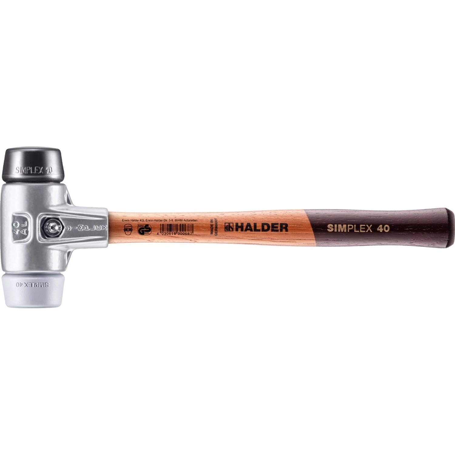 Halder Simplex Schonhammer Ø 40 mm Gummi TPE-mid Grau mit Aluminiumgehäuse Halder Simplex Schonhammer Ø 40 mm Gummi TPE-mid Grau mit Aluminiumgehäuse von Halder