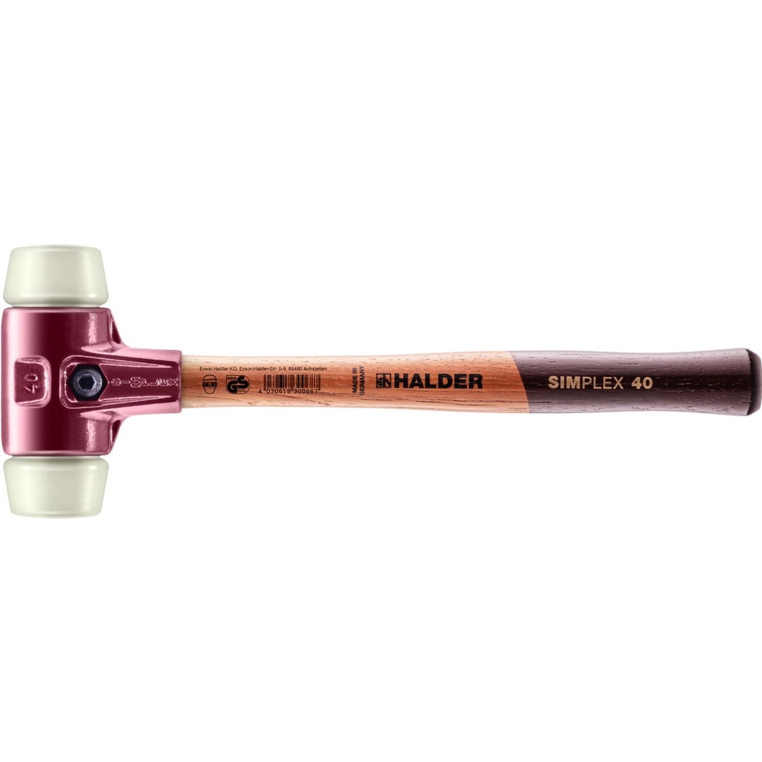 Halder Simplex Schonhammer Ø 40 mm Nylon mit Tempergussgehäuse von Halder