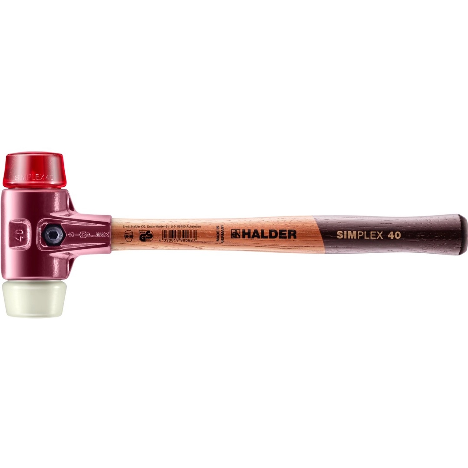 Halder Simplex Schonhammer Ø 40 mm Plastik Rot Nylon mit Tempergussgehäuse Halder Simplex Schonhammer Ø 40 mm Plastik Rot Nylon mit Tempergussgehäuse von Halder
