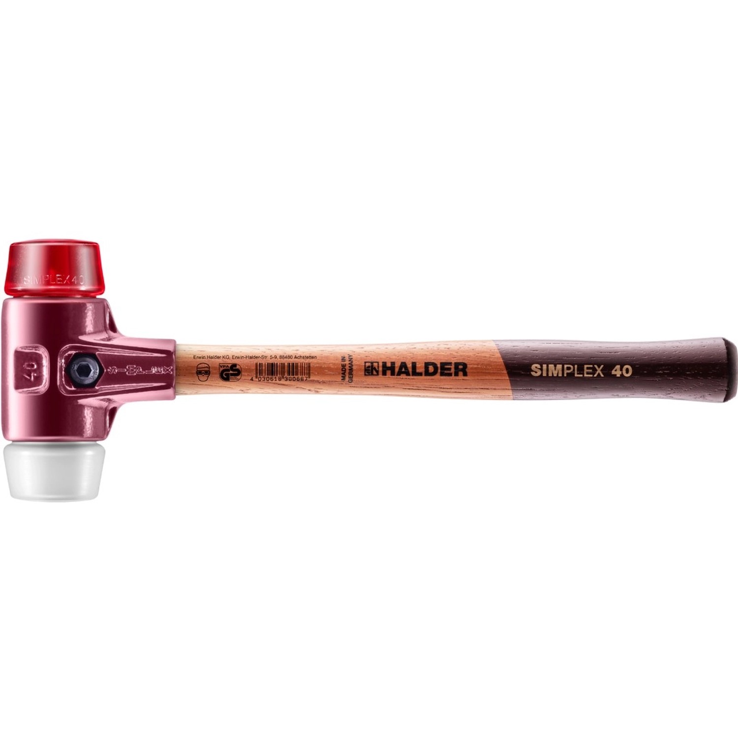 Halder Simplex Schonhammer Ø 40 mm Plastik Rot Superplastik mit Tempergussgehäuse Halder Simplex Schonhammer Ø 40 mm Plastik Rot Superplastik mit Tempergussgehäuse von Halder