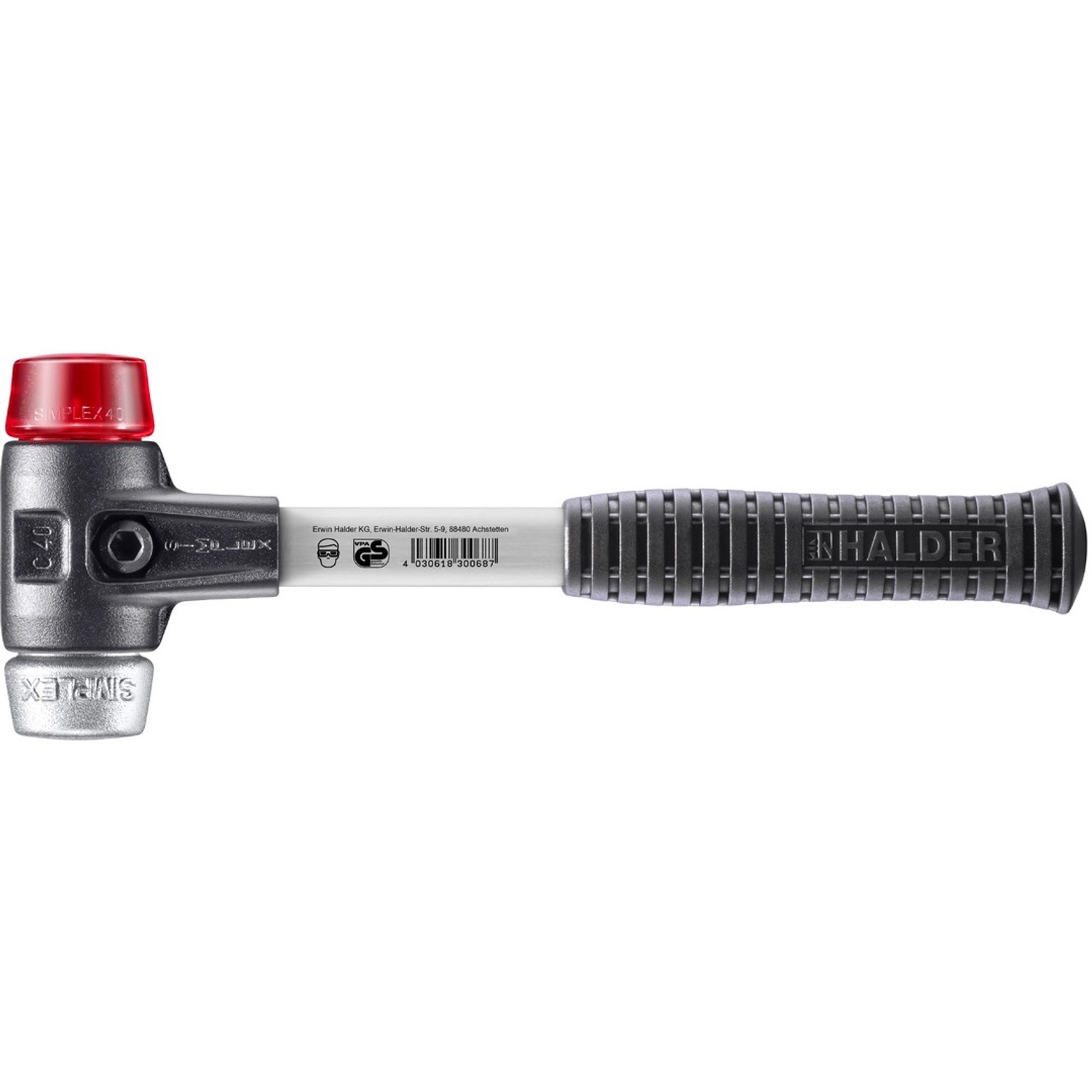Halder Simplex Schonhammer Ø 40 mm Plastik Rot Weichmetall mit Verstärktem Tempergussgehäuse und FiberglasStiel Halder Simplex Schonhammer Ø 40 mm Plastik Rot Weichmetall mit Verstärktem Tempergussgehäuse und FiberglasStiel von Halder