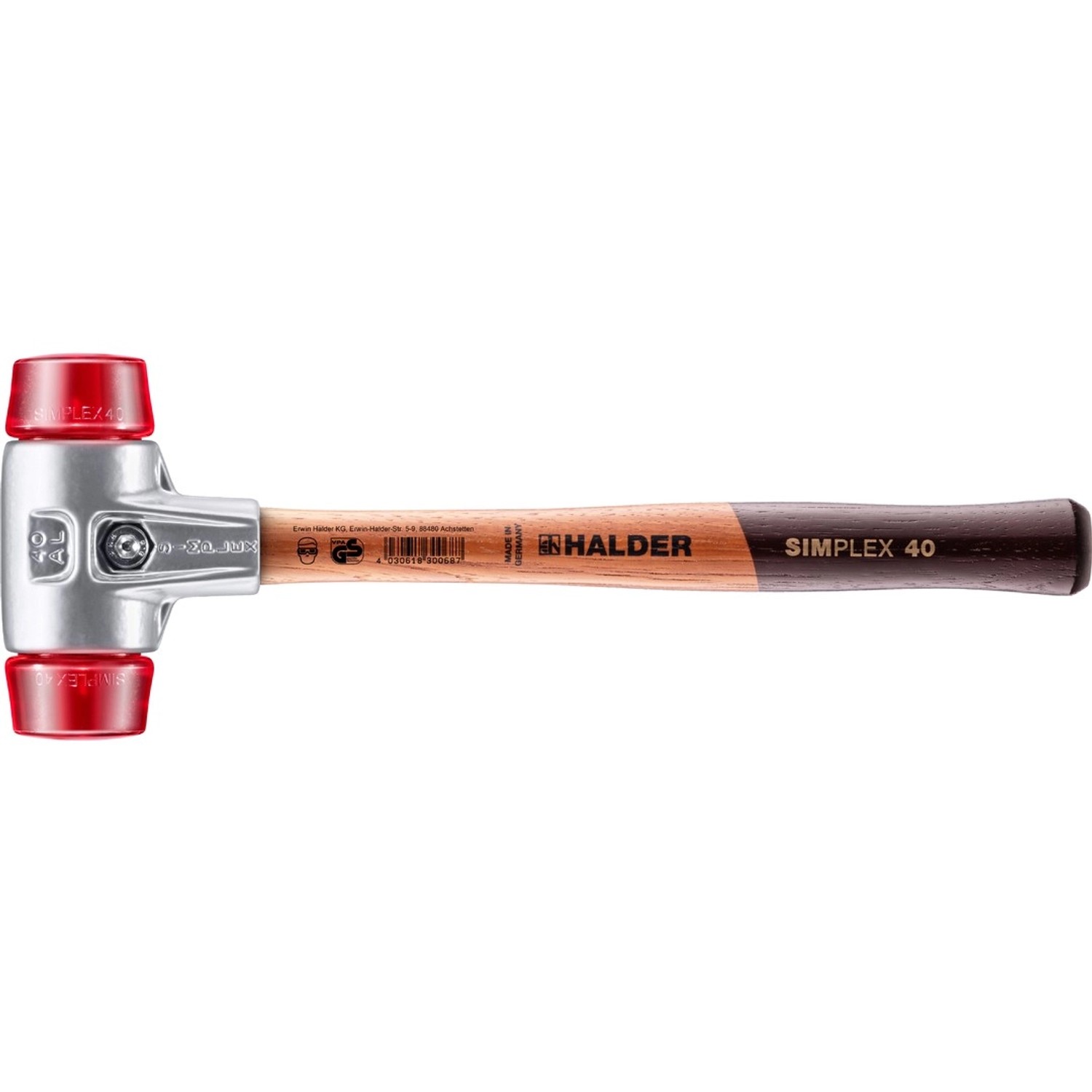 Halder Simplex Schonhammer Ø 40 mm Plastik Rot mit Aluminiumgehäuse Halder Simplex Schonhammer Ø 40 mm Plastik Rot mit Aluminiumgehäuse von Halder