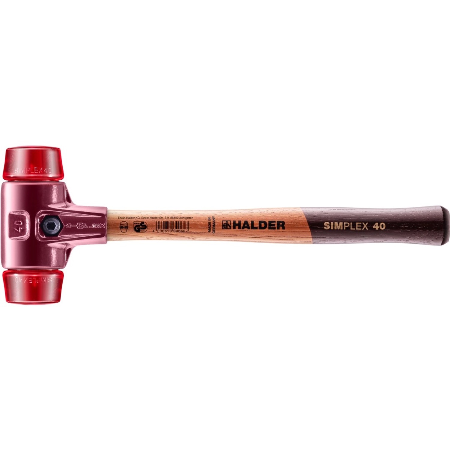 Halder Simplex Schonhammer Ø 40 mm Plastik Rot mit Tempergussgehäuse Halder Simplex Schonhammer Ø 40 mm Plastik Rot mit Tempergussgehäuse von Halder