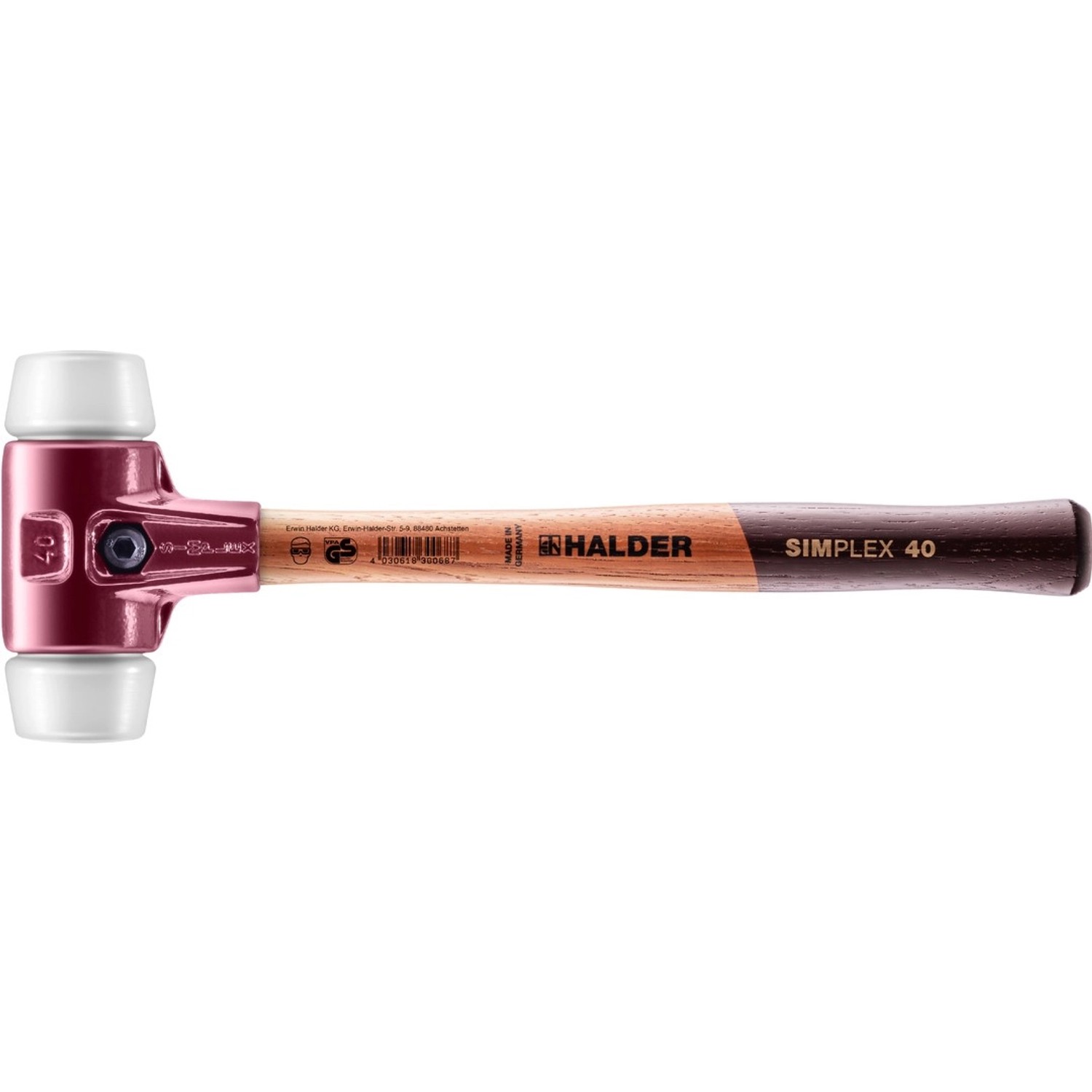 Halder Simplex Schonhammer Ø 40 mm Superplastik mit Tempergussgehäuse Halder Simplex Schonhammer Ø 40 mm Superplastik mit Tempergussgehäuse von Halder