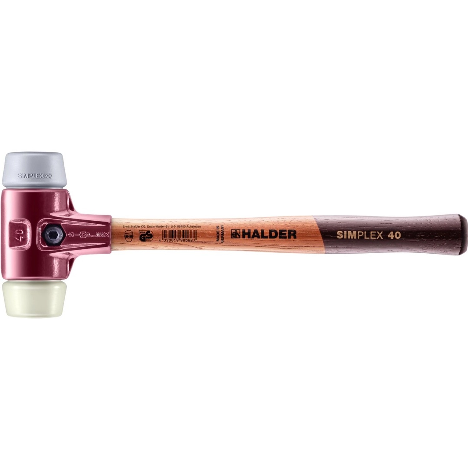 Halder Simplex Schonhammer Ø 40 mm TPE-mid Grau Nylon mit Tempergussgehäuse Halder Simplex Schonhammer Ø 40 mm TPE-mid Grau Nylon mit Tempergussgehäuse von Halder