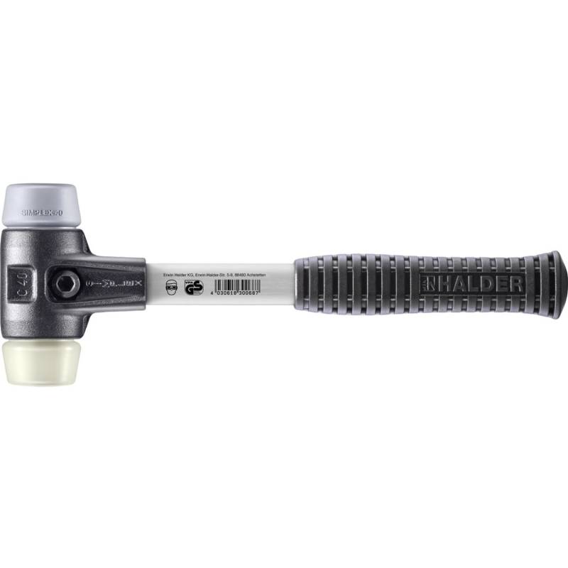 Halder Simplex Schonhammer Ø 40 mm TPE-mid Grau Nylon mit Verstärktem Tempergussgehäuse und FiberglasStiel Halder Simplex Schonhammer Ø 40 mm TPE-mid Grau Nylon mit Verstärktem Tempergussgehäuse und FiberglasStiel von Halder