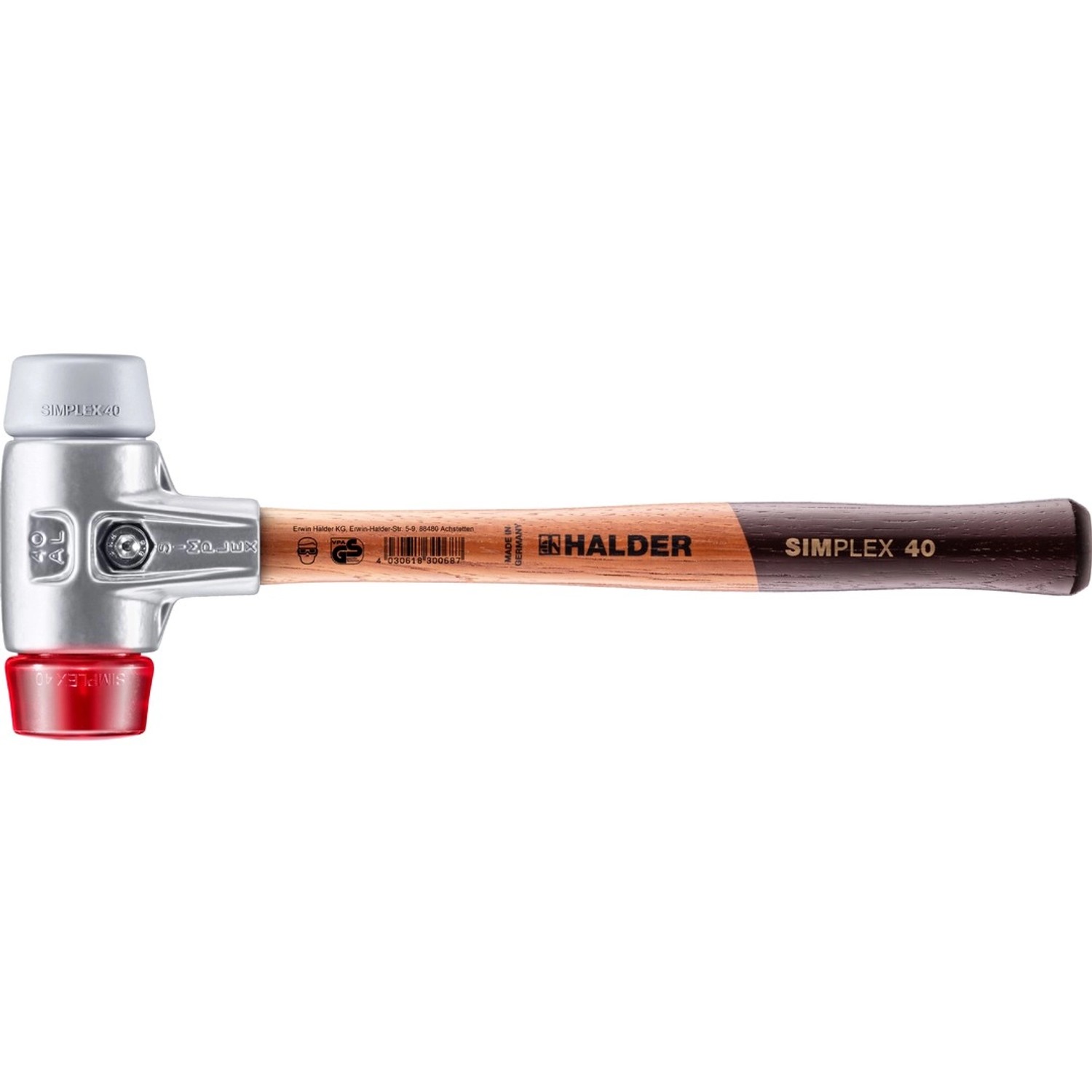 Halder Simplex Schonhammer Ø 40 mm TPE-mid Grau Plastik Rot mit Aluminiumgehäuse Halder Simplex Schonhammer Ø 40 mm TPE-mid Grau Plastik Rot mit Aluminiumgehäuse von Halder