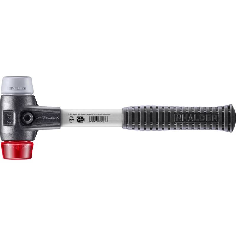 Halder Simplex Schonhammer Ø 40 mm TPE-mid Grau Plastik Rot mit Verstärktem Tempergussgehäuse und FiberglasStiel Halder Simplex Schonhammer Ø 40 mm TPE-mid Grau Plastik Rot mit Verstärktem Tempergussgehäuse und FiberglasStiel von Halder