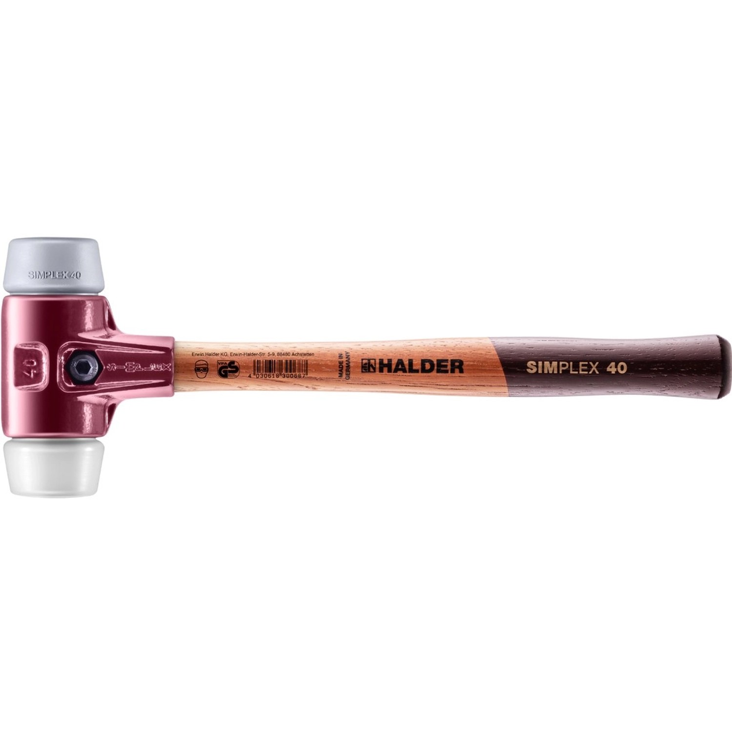Halder Simplex Schonhammer Ø 40 mm TPE-mid Grau Superplastik mit Tempergussgehäuse Halder Simplex Schonhammer Ø 40 mm TPE-mid Grau Superplastik mit Tempergussgehäuse von Halder