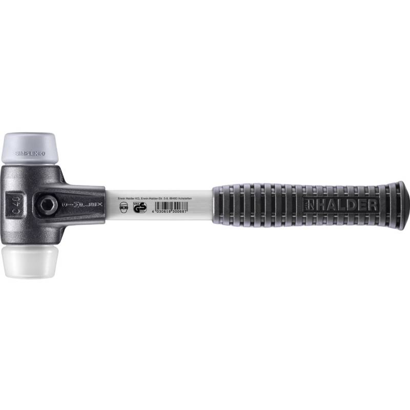 Halder Simplex Schonhammer Ø 40 mm TPE-mid Grau Superplastik mit Verstärktem Tempergussgehäuse und FiberglasStiel Halder Simplex Schonhammer Ø 40 mm TPE-mid Grau Superplastik mit Verstärktem Tempergussgehäuse und FiberglasStiel von Halder