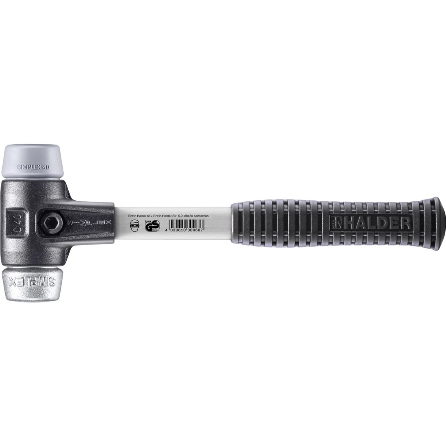 Halder Simplex Schonhammer Ø 40 mm TPE-mid Grau Weichmetall mit Verstärktem Tempergussgehäuse und FiberglasStiel Halder Simplex Schonhammer Ø 40 mm TPE-mid Grau Weichmetall mit Verstärktem Tempergussgehäuse und FiberglasStiel von Halder