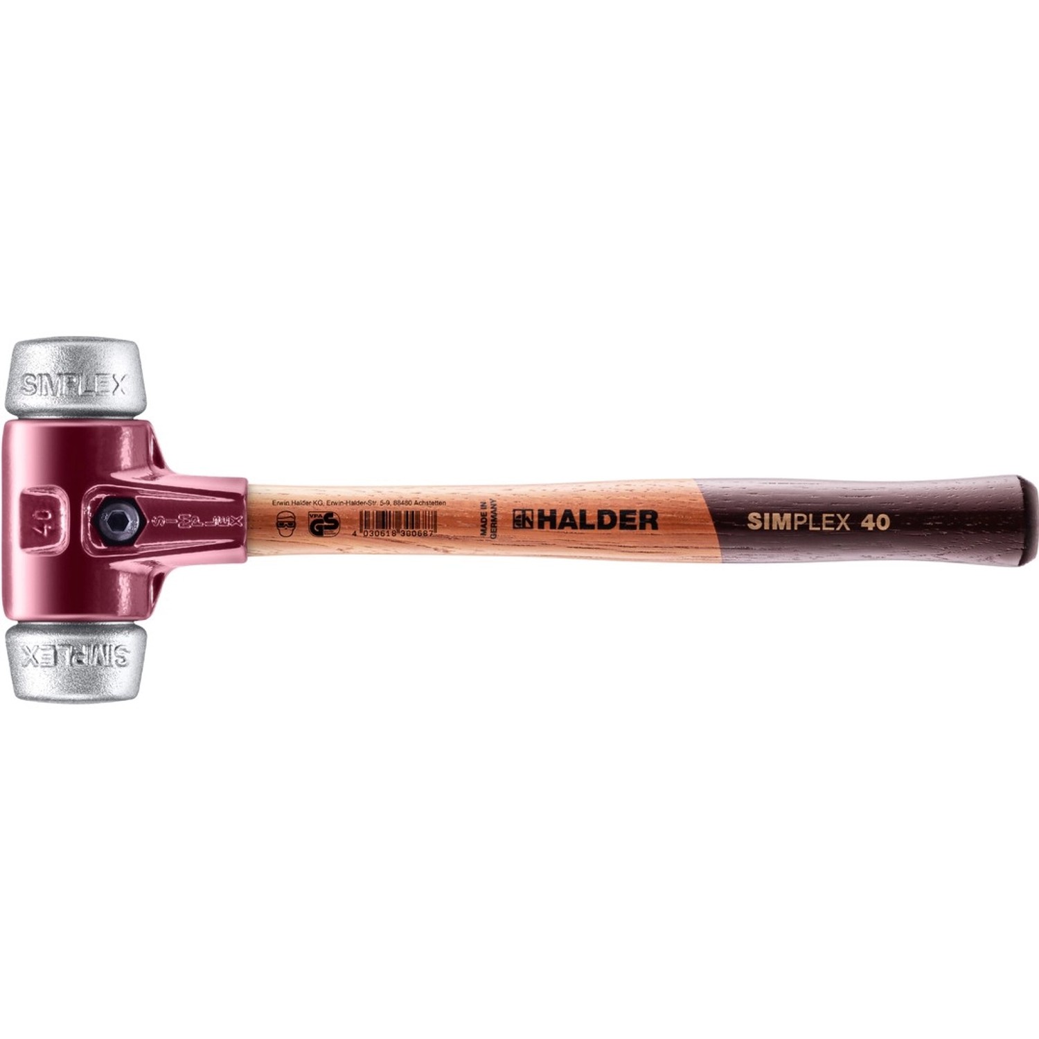 Halder Simplex Schonhammer Ø 40 mm Weichmetall mit Tempergussgehäuse von Halder