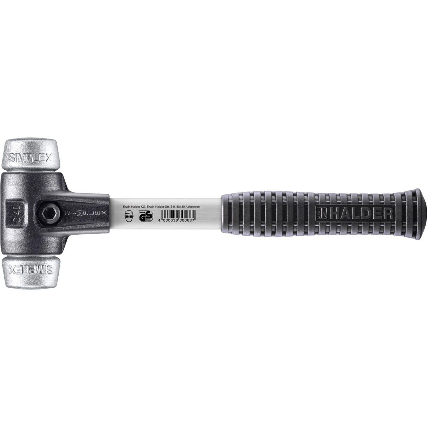 Halder Simplex Schonhammer Ø 40 mm Weichmetall mit Verstärktem Tempergussgehäuse und FiberglasStiel Halder Simplex Schonhammer Ø 40 mm Weichmetall mit Verstärktem Tempergussgehäuse und FiberglasStiel von Halder