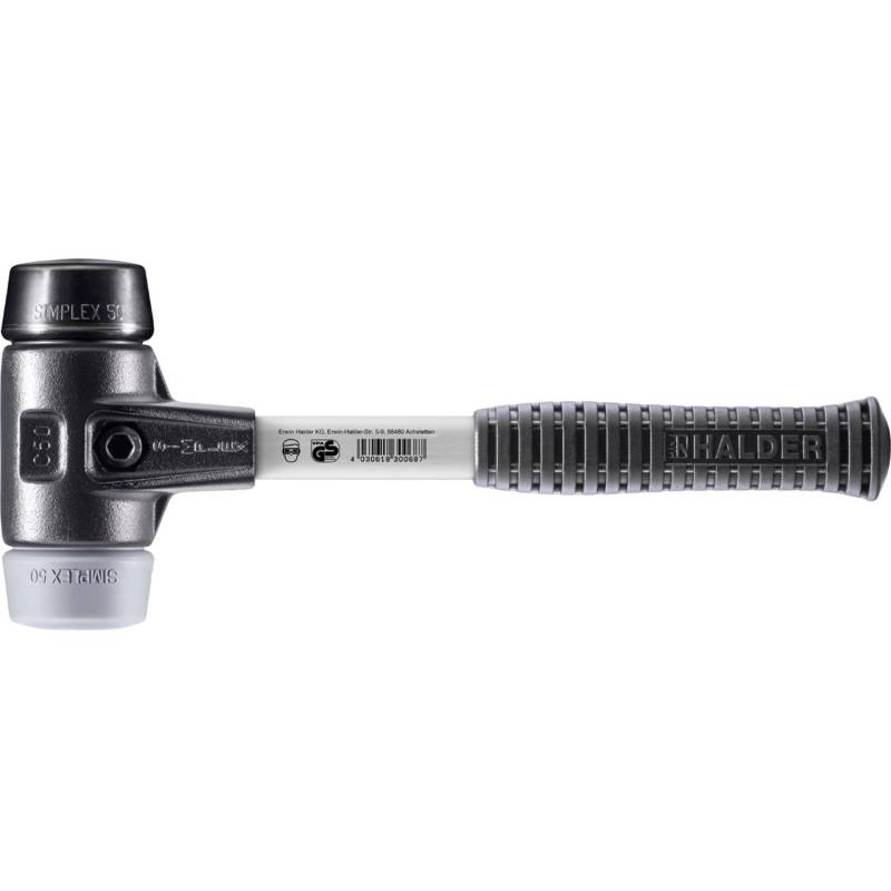 Halder Simplex Schonhammer Ø 50 mm Gummi Schwarz TPE-mid Grau mit Verstärktem Tempergussgehäuse und FiberglasStiel Halder Simplex Schonhammer Ø 50 mm Gummi Schwarz TPE-mid Grau mit Verstärktem Tempergussgehäuse und FiberglasStiel von Halder