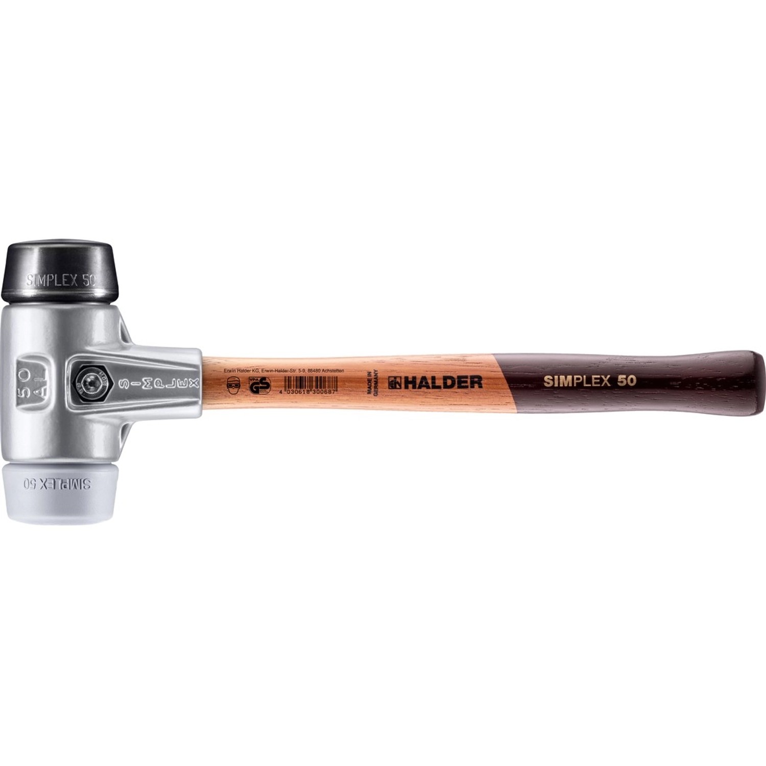 Halder Simplex Schonhammer Ø 50 mm Gummi TPE-mid Grau mit Aluminiumgehäuse Halder Simplex Schonhammer Ø 50 mm Gummi TPE-mid Grau mit Aluminiumgehäuse von Halder