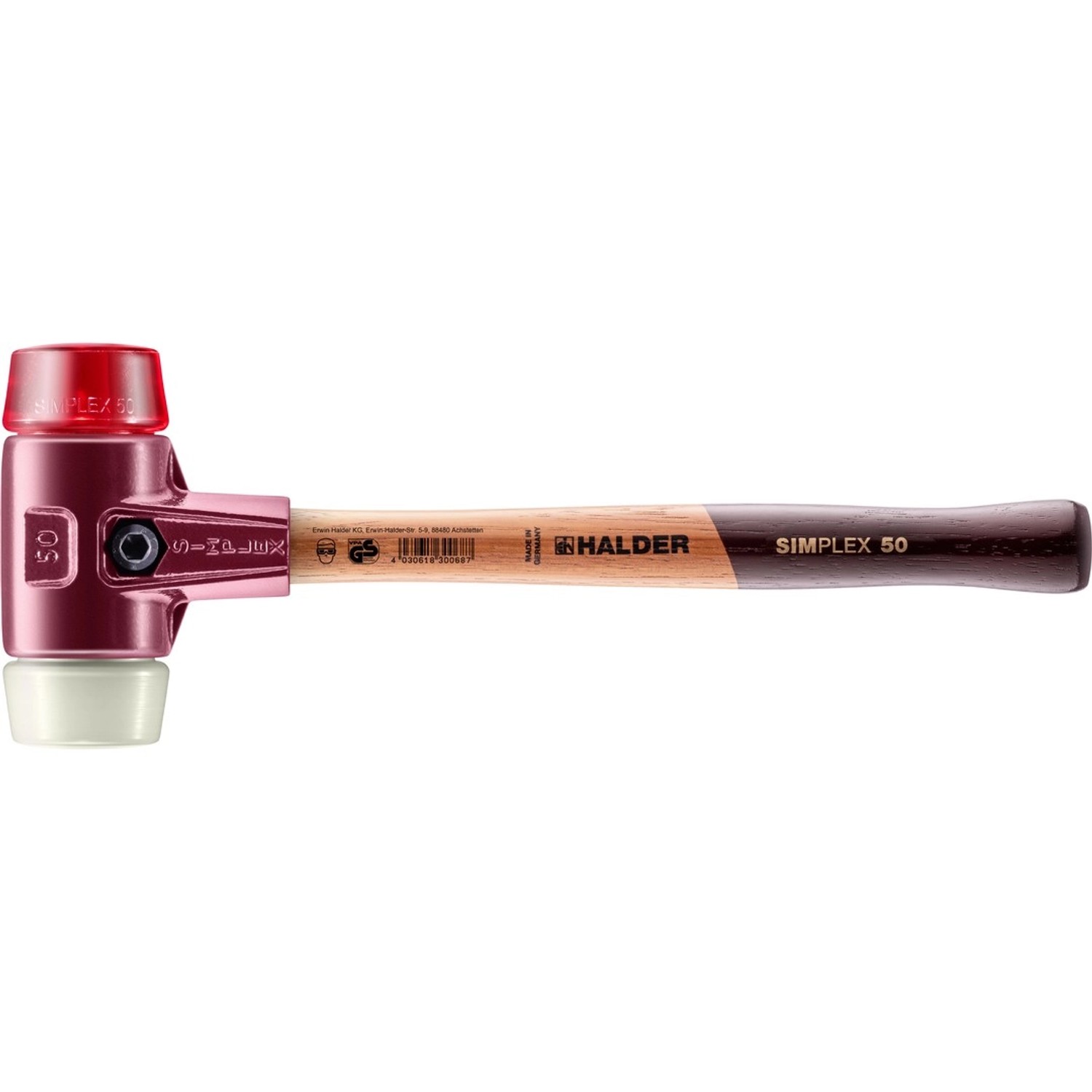 Halder Simplex Schonhammer Ø 50 mm Plastik Rot Nylon mit Tempergussgehäuse Halder Simplex Schonhammer Ø 50 mm Plastik Rot Nylon mit Tempergussgehäuse von Halder