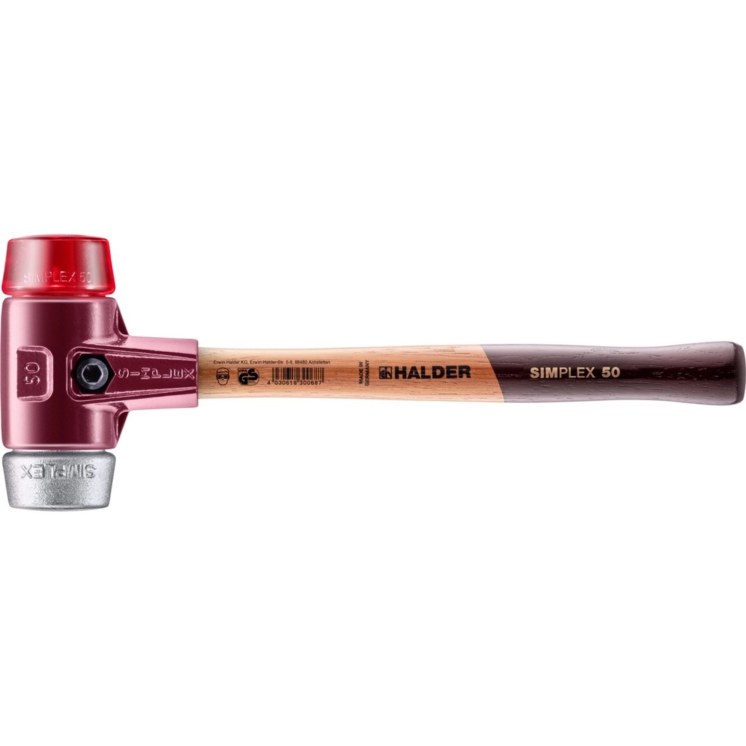 Halder Simplex Schonhammer Ø 50 mm Plastik Rot Weichmetall mit Tempergussgehäuse Halder Simplex Schonhammer Ø 50 mm Plastik Rot Weichmetall mit Tempergussgehäuse von Halder