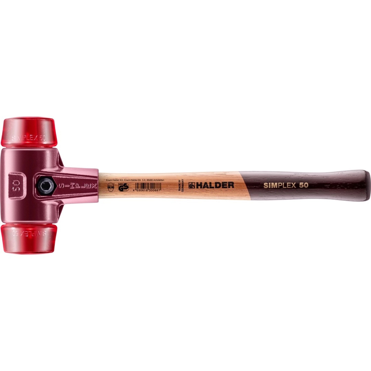 Halder Simplex Schonhammer Ø 50 mm Plastik Rot mit Tempergussgehäuse Halder Simplex Schonhammer Ø 50 mm Plastik Rot mit Tempergussgehäuse von Halder