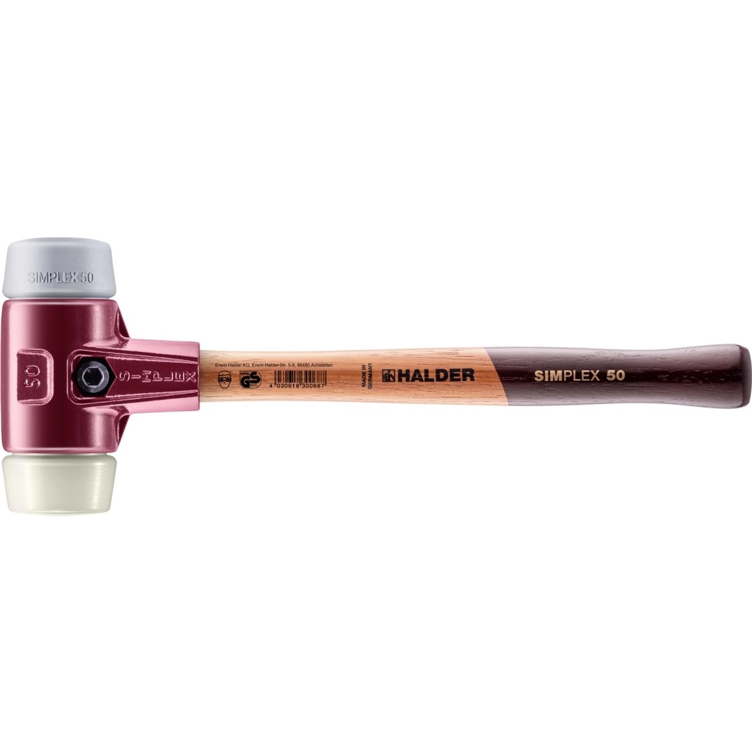 Halder Simplex Schonhammer Ø 50 mm TPE-mid Grau Nylon mit Tempergussgehäuse Halder Simplex Schonhammer Ø 50 mm TPE-mid Grau Nylon mit Tempergussgehäuse von Halder