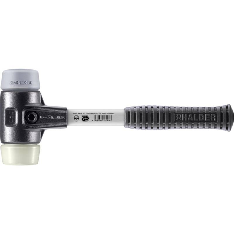 Halder Simplex Schonhammer Ø 50 mm TPE-mid Grau Nylon mit Verstärktem Tempergussgehäuse und FiberglasStiel Halder Simplex Schonhammer Ø 50 mm TPE-mid Grau Nylon mit Verstärktem Tempergussgehäuse und FiberglasStiel von Halder